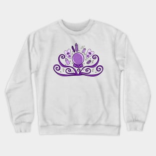 Mystical Purple Fortune Teller, Crystal Ball, Crystals, and Planchettes Design, made by EndlessEmporium Crewneck Sweatshirt